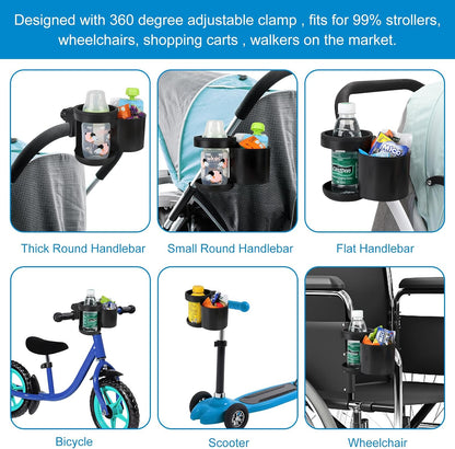Stroller Cup Holder, Drinks Holder Bike Walker Wheelchair