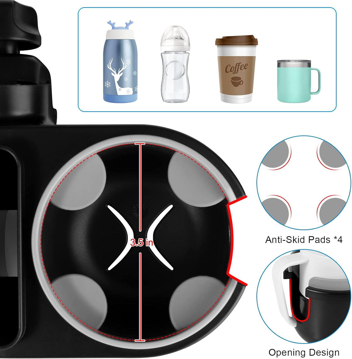 Stroller Cup Holder, Drinks Holder Bike Walker Wheelchair