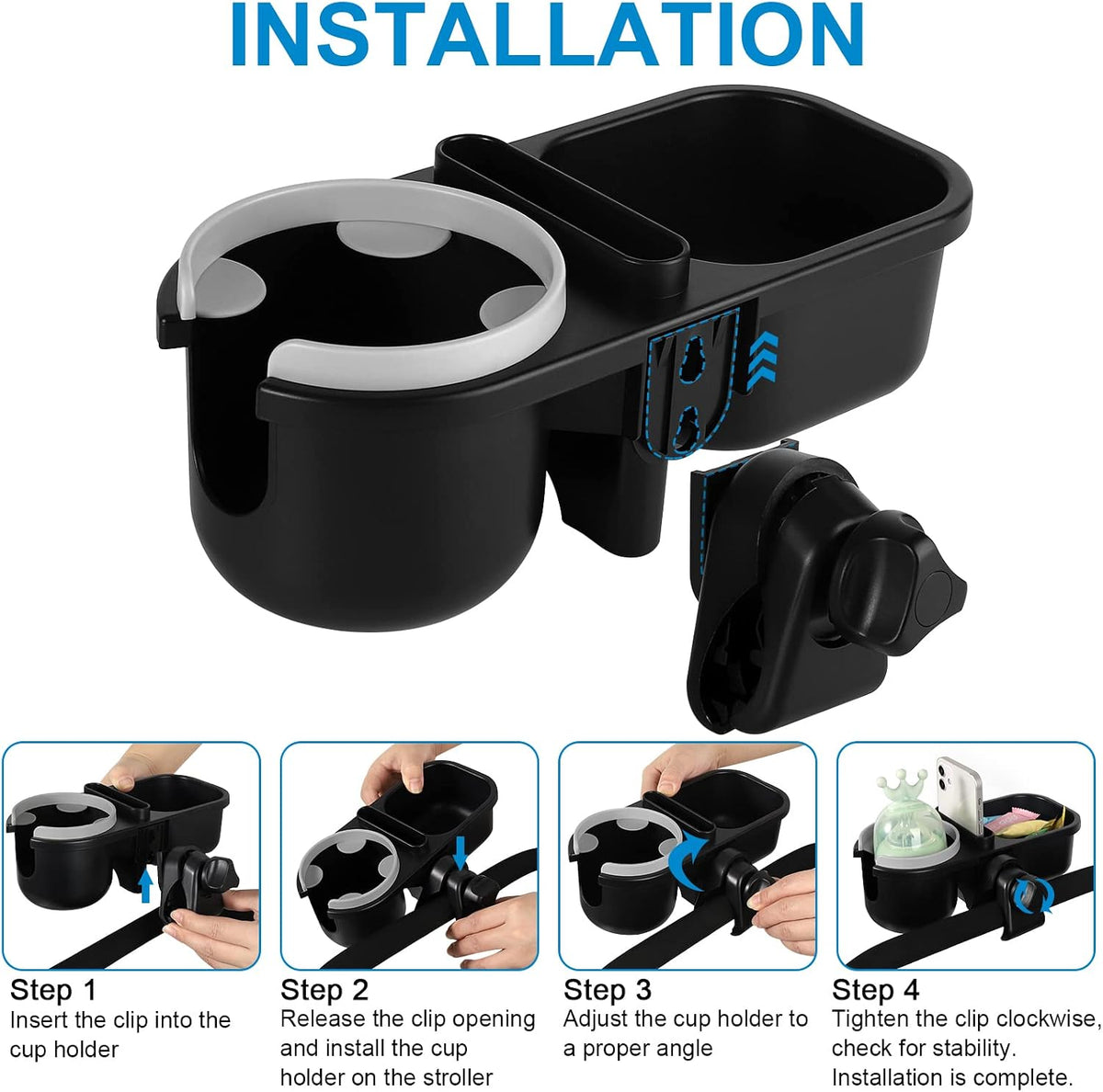 Stroller Cup Holder, Drinks Holder Bike Walker Wheelchair