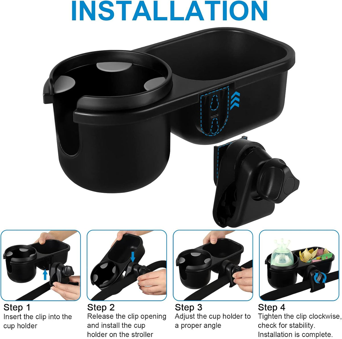 Stroller Cup Holder, Drinks Holder Bike Walker Wheelchair