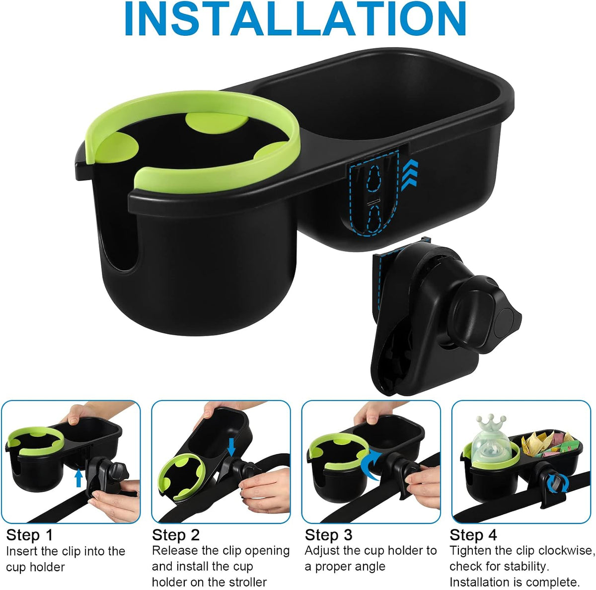 Stroller Cup Holder, Drinks Holder Bike Walker Wheelchair
