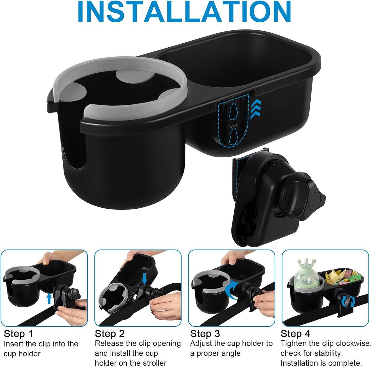 Stroller Cup Holder, Drinks Holder Bike Walker Wheelchair