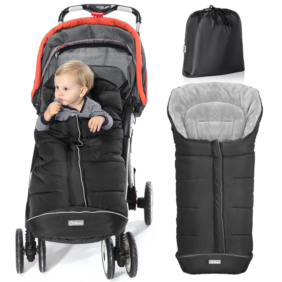 Orzbow Stroller Footmuff Universal, Weather-Proof Baby Bunting Bag, Warm