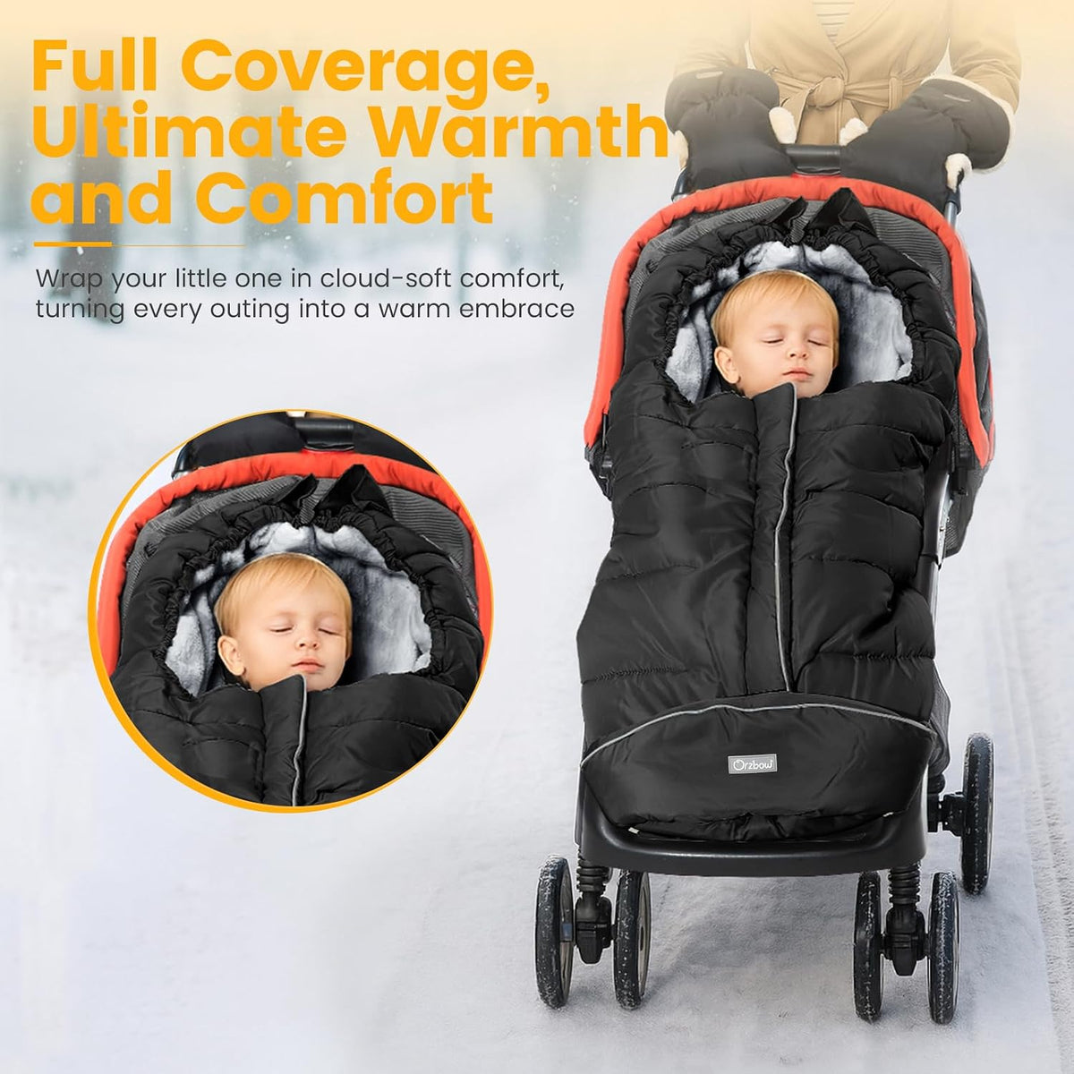 Orzbow Stroller Footmuff Universal, Weather-Proof Baby Bunting Bag, Warm