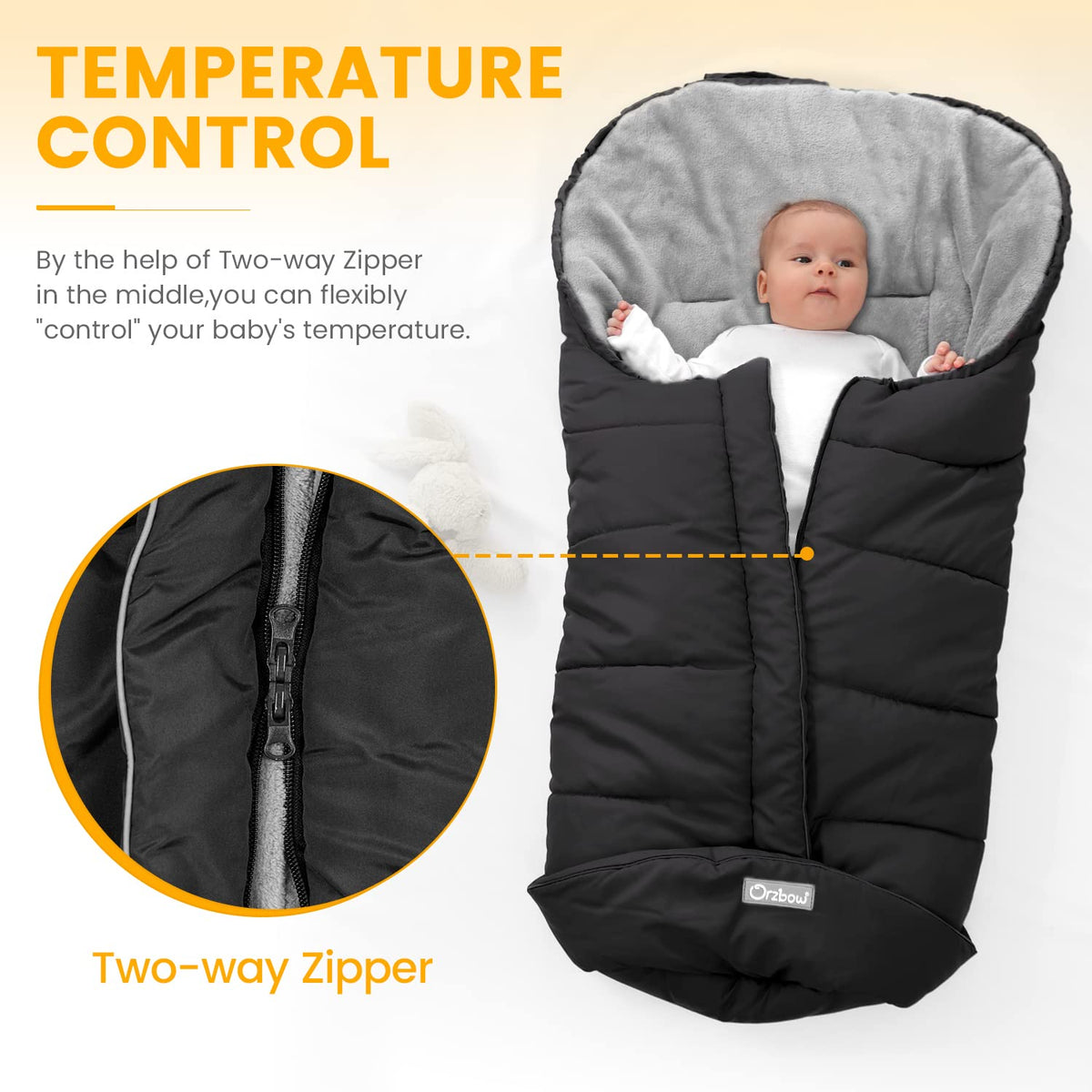 Orzbow Stroller Footmuff Universal, Weather-Proof Baby Bunting Bag, Warm