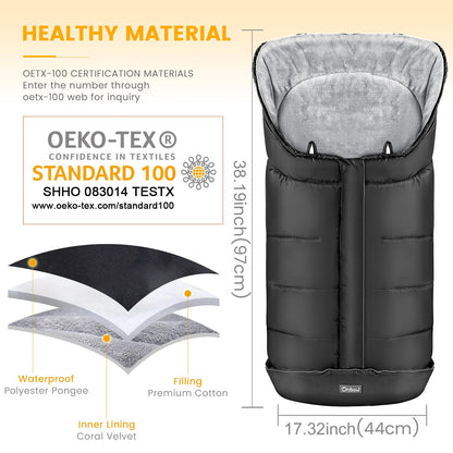 Orzbow Stroller Footmuff Universal, Weather-Proof Baby Bunting Bag, Warm
