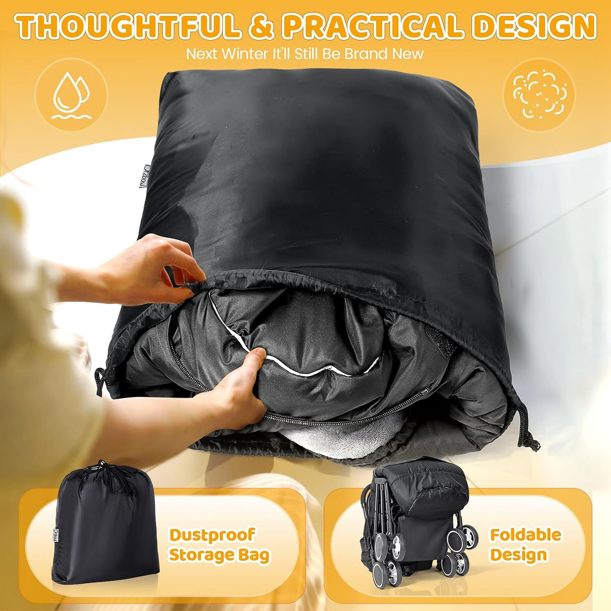 Orzbow Stroller Footmuff Universal, Weather-Proof Baby Bunting Bag, Warm
