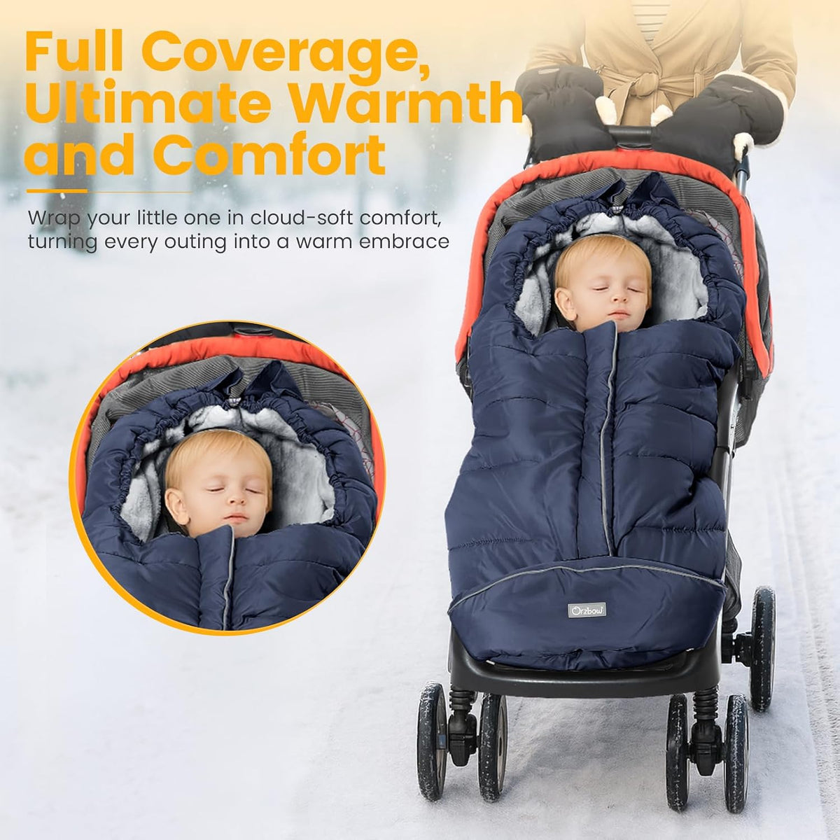 Orzbow Stroller Footmuff Universal, Weather-Proof Baby Bunting Bag, Warm