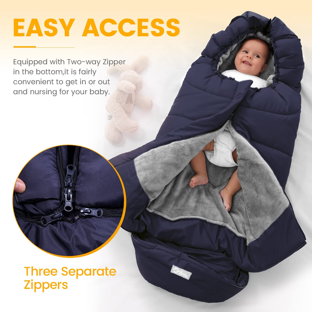 Orzbow Stroller Footmuff Universal, Weather-Proof Baby Bunting Bag, Warm
