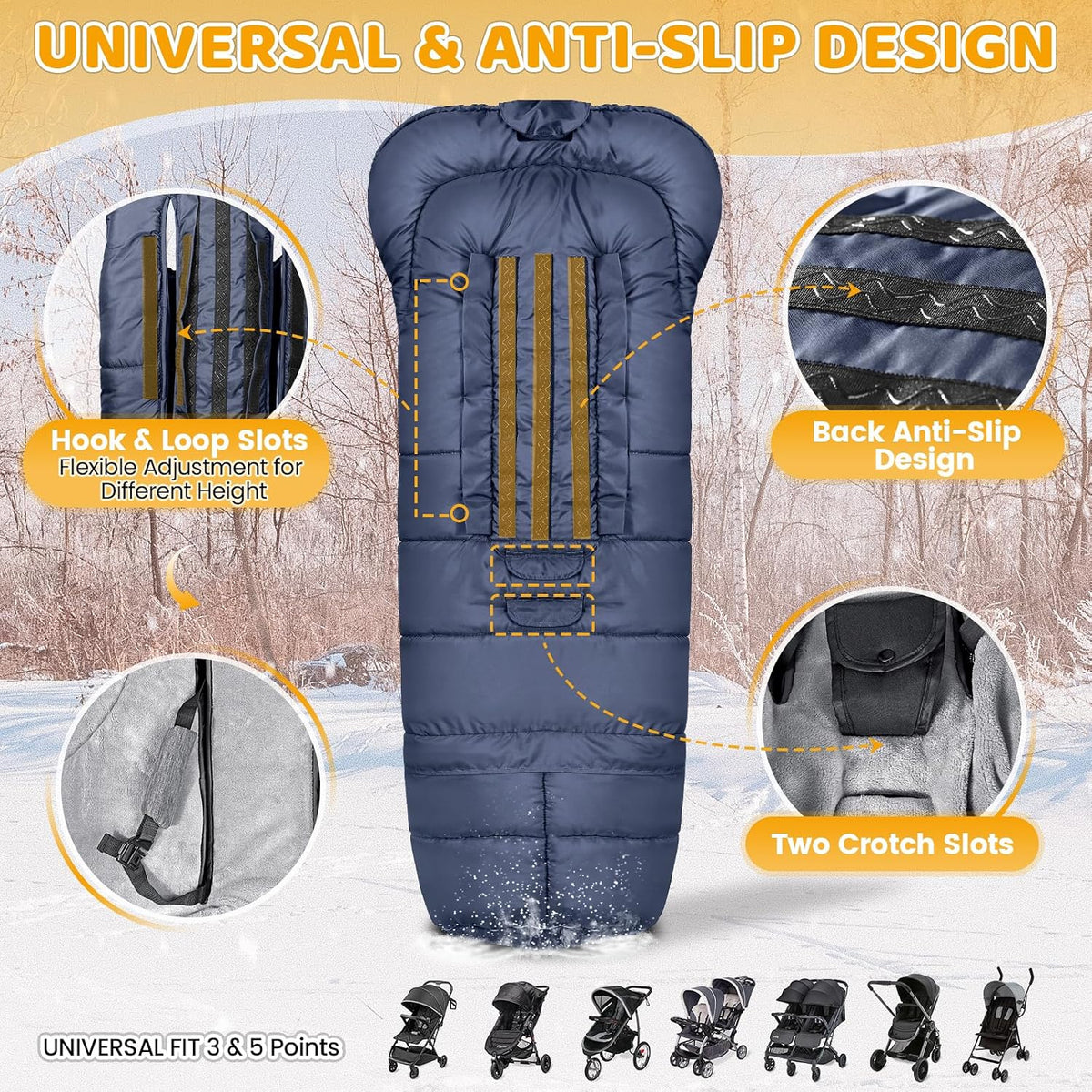 Orzbow Stroller Footmuff Universal, Weather-Proof Baby Bunting Bag, Warm