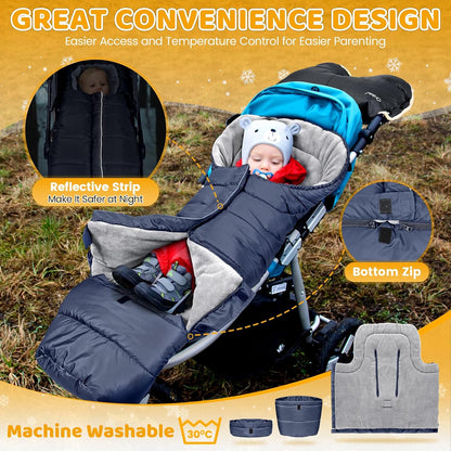 Orzbow Stroller Footmuff Universal, Weather-Proof Baby Bunting Bag, Warm