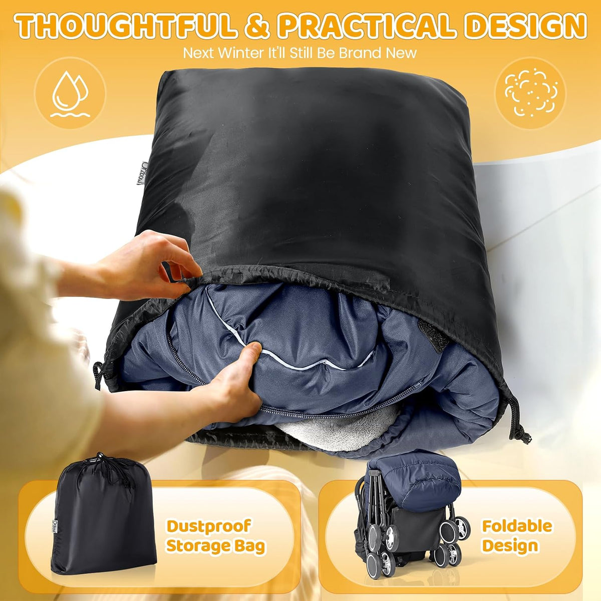Orzbow Stroller Footmuff Universal, Weather-Proof Baby Bunting Bag, Warm