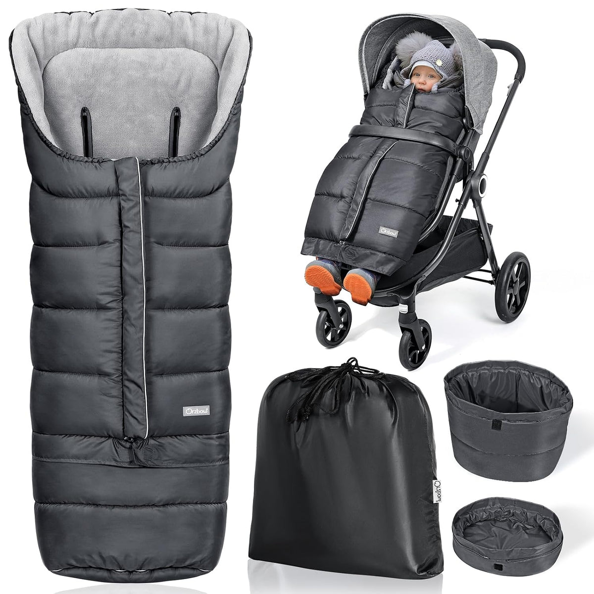 Orzbow Stroller Footmuff Universal, Weather-Proof Baby Bunting Bag, Warm