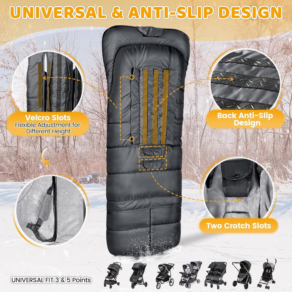 Orzbow Stroller Footmuff Universal, Weather-Proof Baby Bunting Bag, Warm
