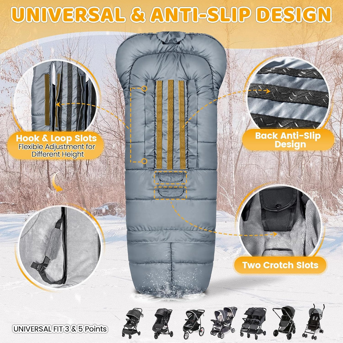 Orzbow Stroller Footmuff Universal, Weather-Proof Baby Bunting Bag, Warm