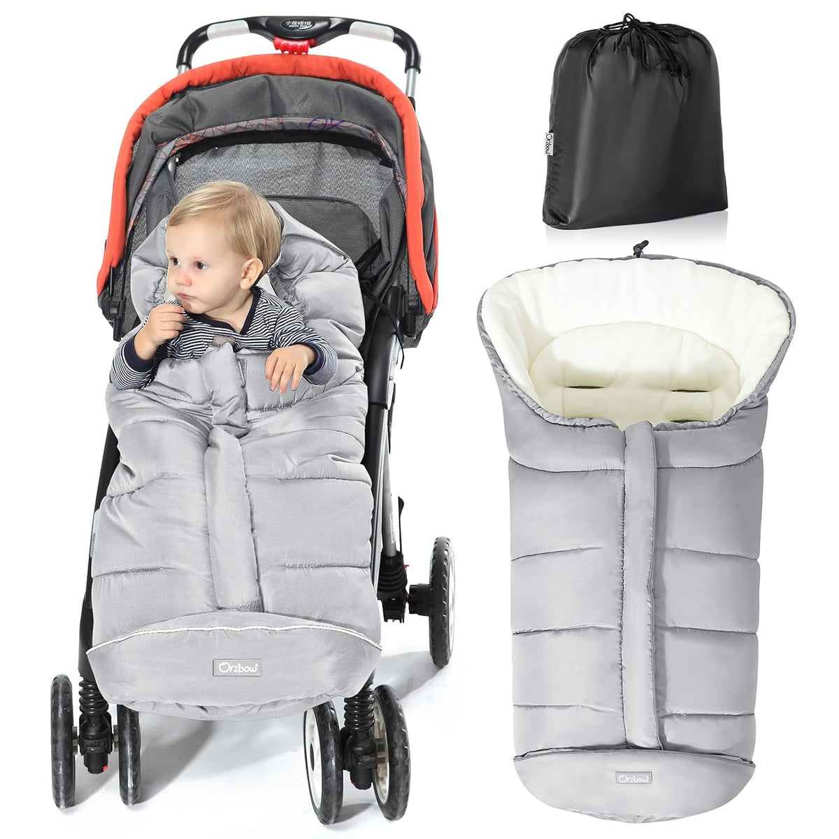 Orzbow Stroller Footmuff Universal, Weather-Proof Baby Bunting Bag, Warm