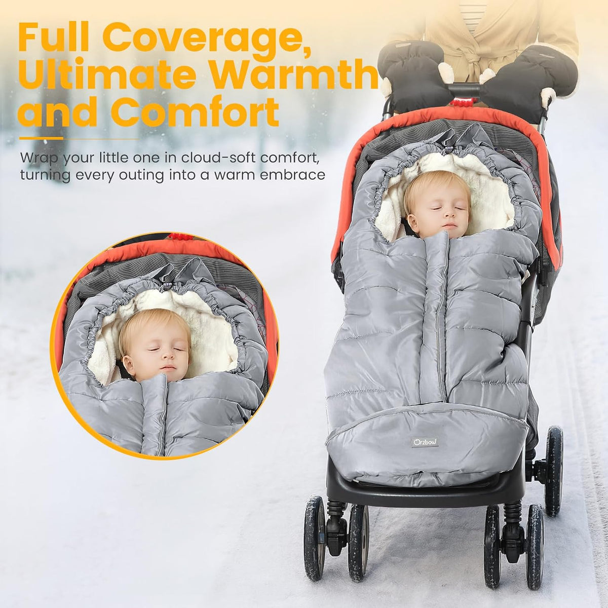 Orzbow Stroller Footmuff Universal, Weather-Proof Baby Bunting Bag, Warm