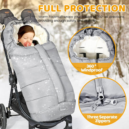 Orzbow Stroller Footmuff Universal, Weather-Proof Baby Bunting Bag, Warm