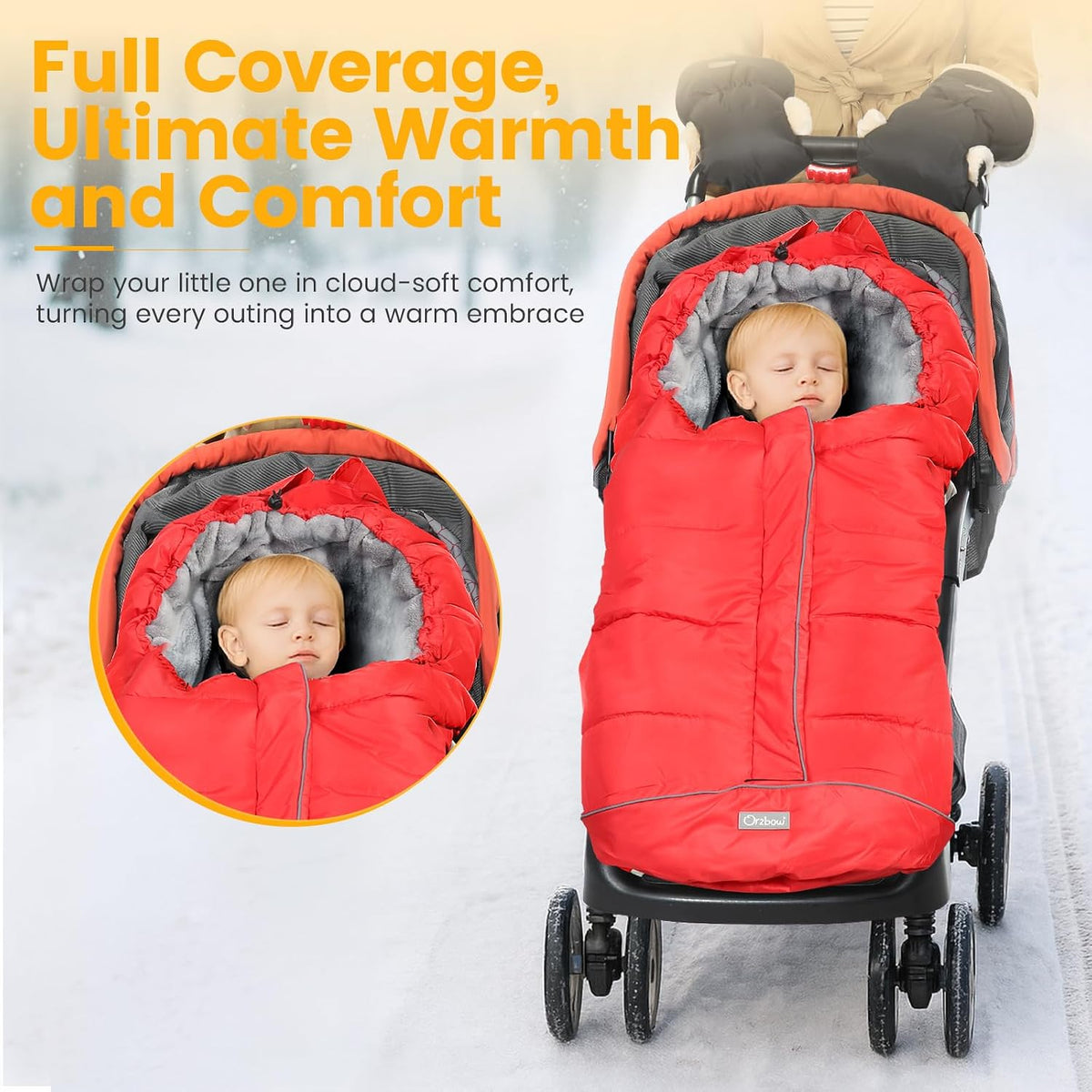 Orzbow Stroller Footmuff Universal, Weather-Proof Baby Bunting Bag, Warm