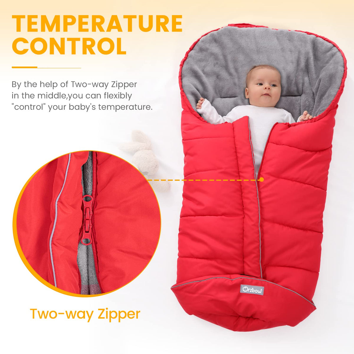 Orzbow Stroller Footmuff Universal, Weather-Proof Baby Bunting Bag, Warm
