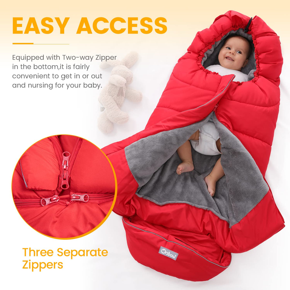Orzbow Stroller Footmuff Universal, Weather-Proof Baby Bunting Bag, Warm