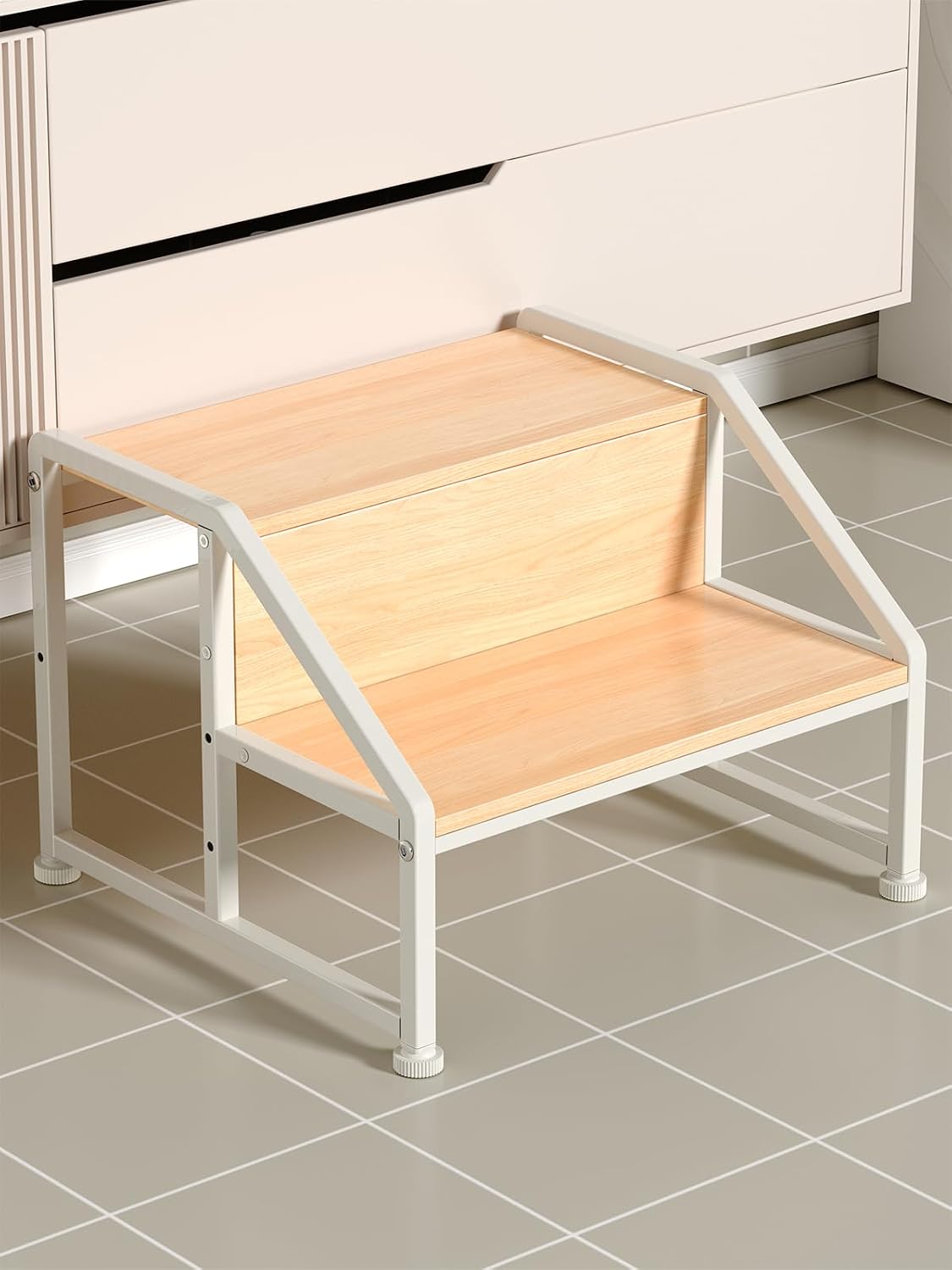 Toddler Step Stool for Kids, 2-in-1 Convertible Step Stool, Non-Slip Kids Potty Training Stool, Sturdy Wooden Step Stool for Bathroom, Kitchen & Sink