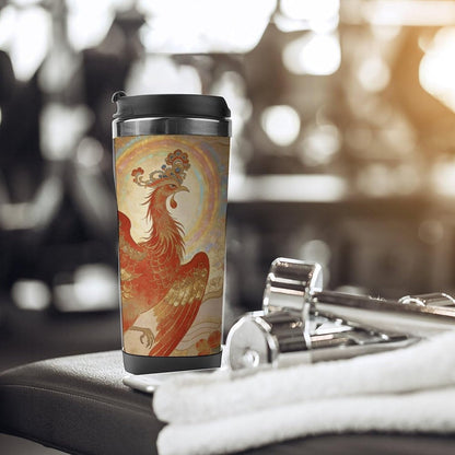 13oz Insulated Travel Coffee Mug Reusable Coffee Cup Water Bottle | The Phoenix Rests on Clouds Travel Mug with Leak Proof Lid Double Wall Stainless Steel Coffee Tumbler Personalized Gift