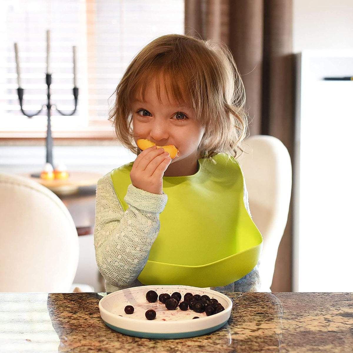 5 Pack Waterproof Silicone Baby Bibs| Super Thin Light Weight Feeding Bib with Food Catcher Pocket for Toddler
