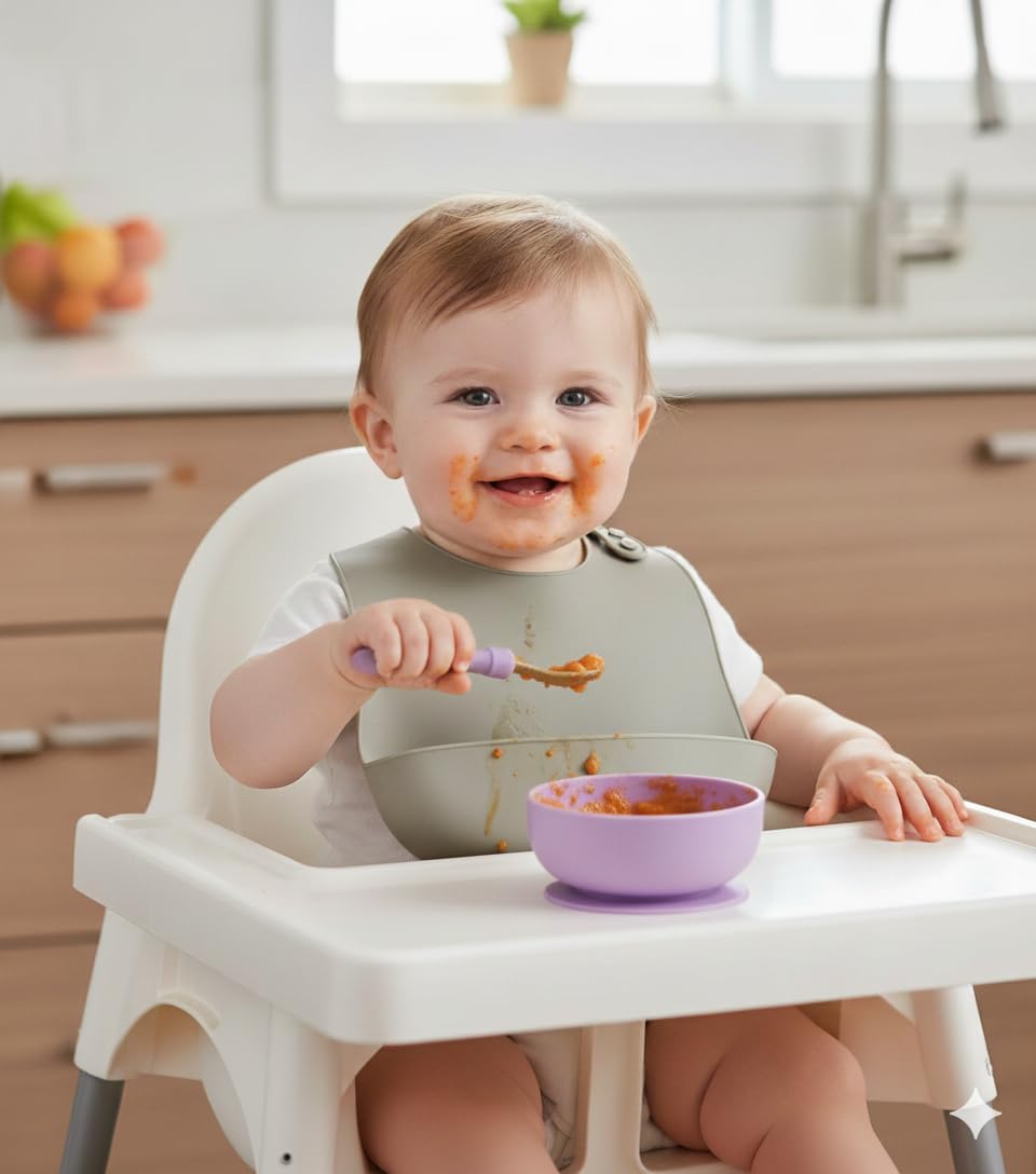 5 Pack Waterproof Silicone Baby Bibs| Super Thin Light Weight Feeding Bib with Food Catcher Pocket for Toddler