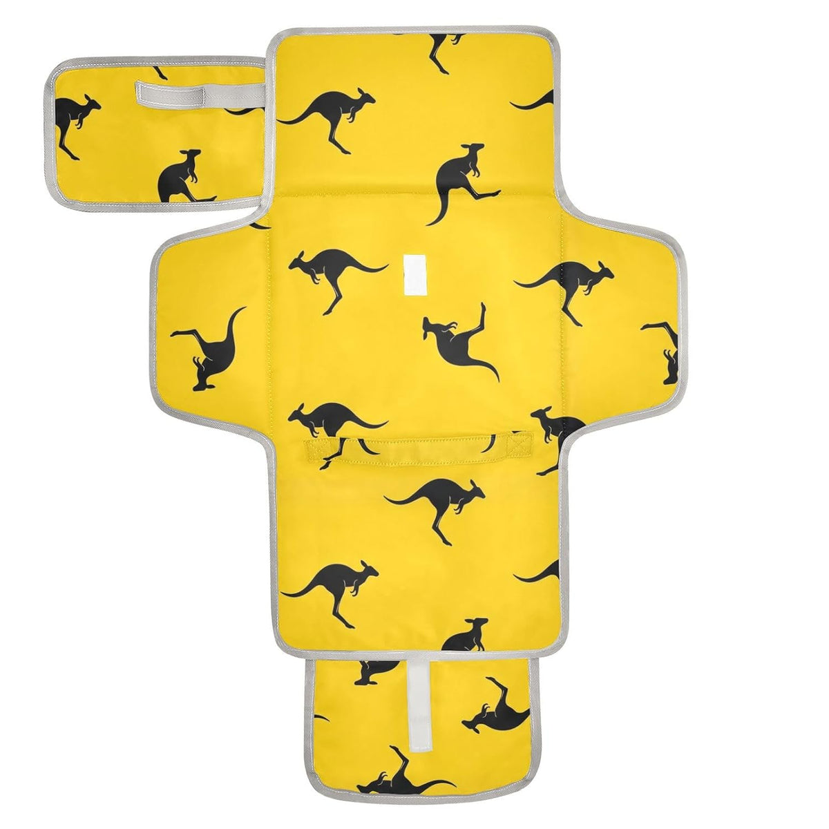 Kangaroo Yellow Print Portable Baby Changing Pad Diaper Changing Table Pad Foldable Water-Resistant Travel Changing Station with Built-in Pillow for Newborn Stuff Essentials Gifts
