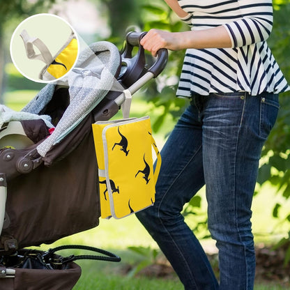 Kangaroo Yellow Print Portable Baby Changing Pad Diaper Changing Table Pad Foldable Water-Resistant Travel Changing Station with Built-in Pillow for Newborn Stuff Essentials Gifts