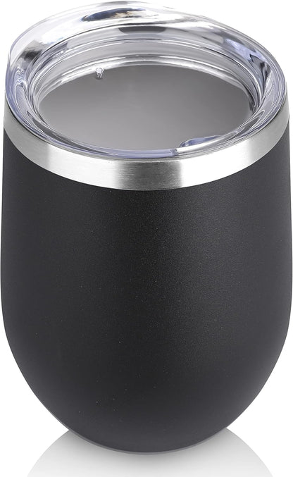 DOMICARE Stainless Steel Wine Tumbler Bulk with Lid, Personalized Insulated Tumblers Set, 12oz Travel Coffee Cups Pack of 1, Stainless steel