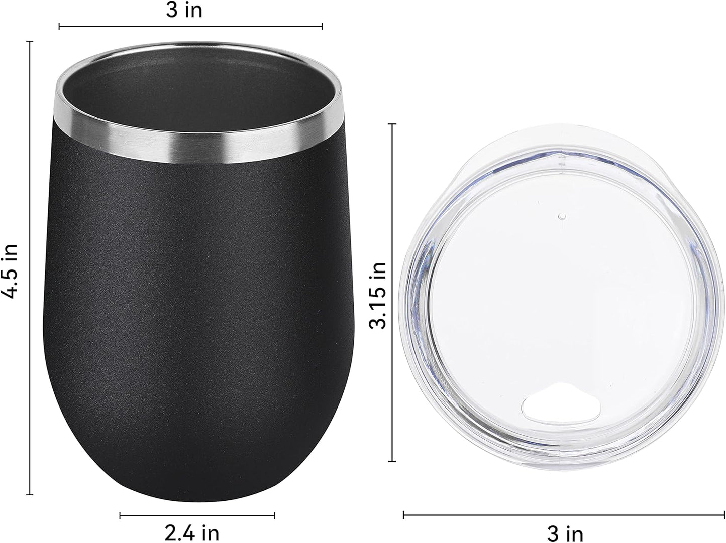 DOMICARE Stainless Steel Wine Tumbler Bulk with Lid, Personalized Insulated Tumblers Set, 12oz Travel Coffee Cups Pack of 1, Stainless steel