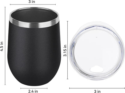 DOMICARE Stainless Steel Wine Tumbler Bulk with Lid, Personalized Insulated Tumblers Set, 12oz Travel Coffee Cups Pack of 1, Stainless steel