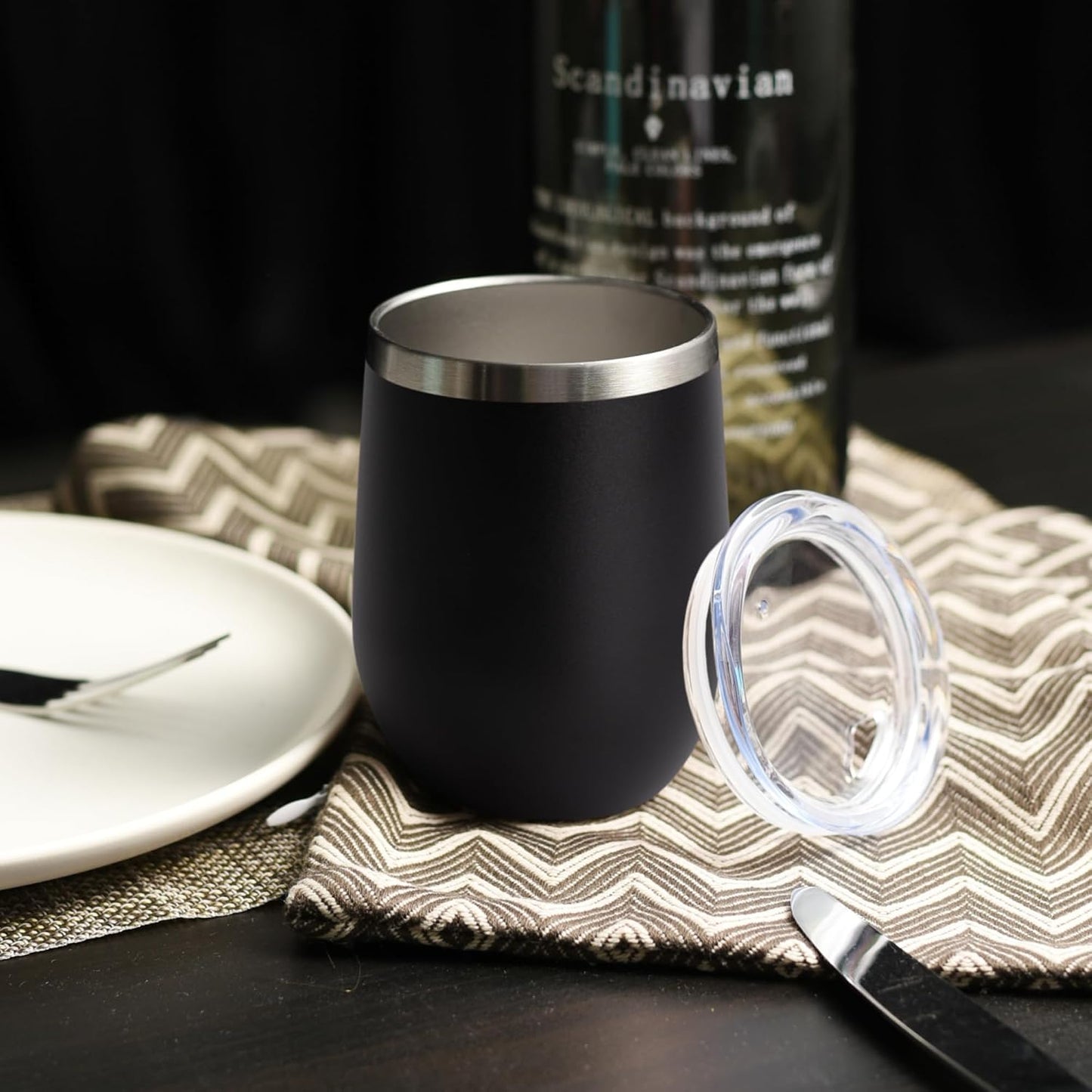 DOMICARE Stainless Steel Wine Tumbler Bulk with Lid, Personalized Insulated Tumblers Set, 12oz Travel Coffee Cups Pack of 1, Stainless steel