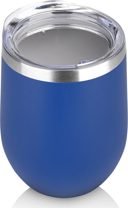 DOMICARE Stainless Steel Wine Tumbler Bulk with Lid, Personalized Insulated Tumblers Set, 12oz Travel Coffee Cups Pack of 1, Stainless steel