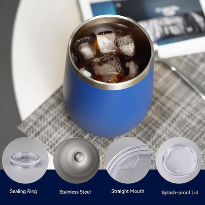 DOMICARE Stainless Steel Wine Tumbler Bulk with Lid, Personalized Insulated Tumblers Set, 12oz Travel Coffee Cups Pack of 1, Stainless steel