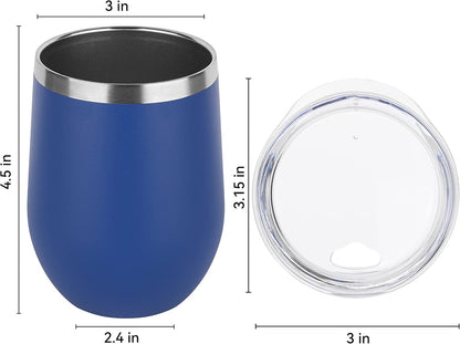 DOMICARE Stainless Steel Wine Tumbler Bulk with Lid, Personalized Insulated Tumblers Set, 12oz Travel Coffee Cups Pack of 1, Stainless steel
