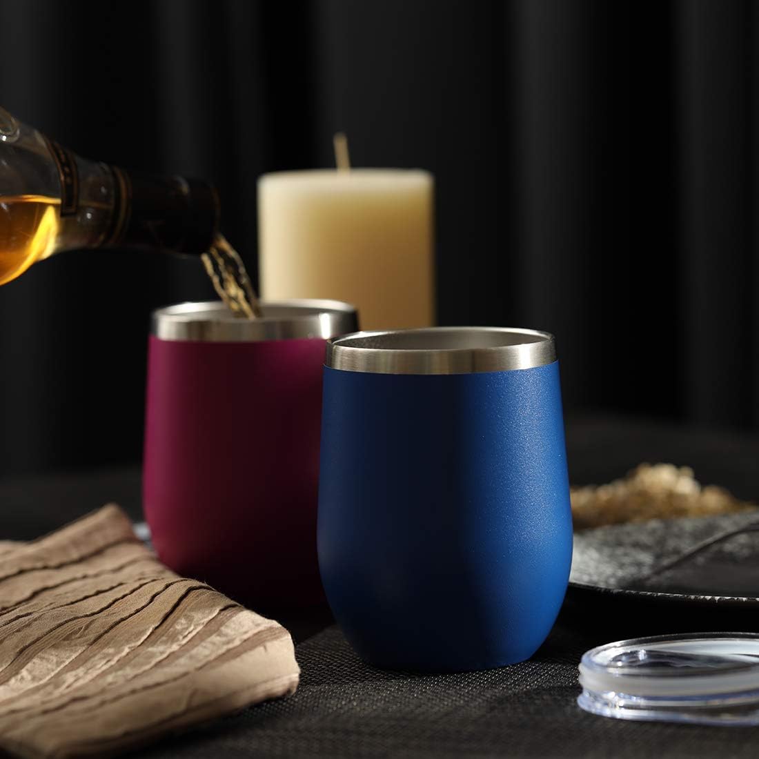 DOMICARE Stainless Steel Wine Tumbler Bulk with Lid, Personalized Insulated Tumblers Set, 12oz Travel Coffee Cups Pack of 1, Stainless steel