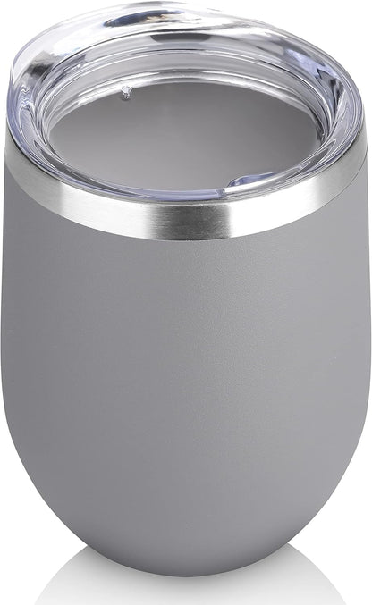 DOMICARE Stainless Steel Wine Tumbler Bulk with Lid, Personalized Insulated Tumblers Set, 12oz Travel Coffee Cups Pack of 1, Stainless steel
