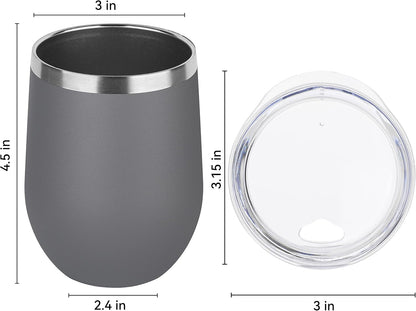 DOMICARE Stainless Steel Wine Tumbler Bulk with Lid, Personalized Insulated Tumblers Set, 12oz Travel Coffee Cups Pack of 1, Stainless steel