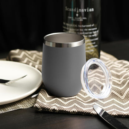 DOMICARE Stainless Steel Wine Tumbler Bulk with Lid, Personalized Insulated Tumblers Set, 12oz Travel Coffee Cups Pack of 1, Stainless steel