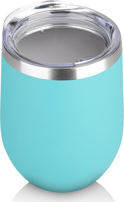 DOMICARE Stainless Steel Wine Tumbler Bulk with Lid, Personalized Insulated Tumblers Set, 12oz Travel Coffee Cups Pack of 1, Stainless steel