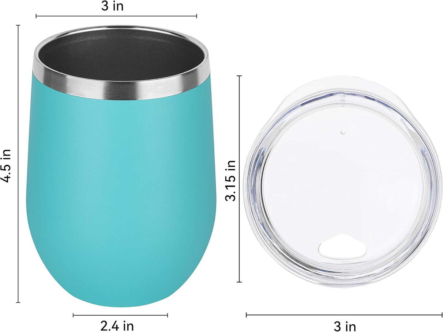 DOMICARE Stainless Steel Wine Tumbler Bulk with Lid, Personalized Insulated Tumblers Set, 12oz Travel Coffee Cups Pack of 1, Stainless steel