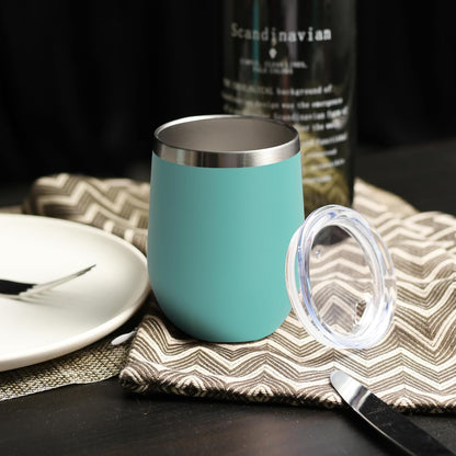 DOMICARE Stainless Steel Wine Tumbler Bulk with Lid, Personalized Insulated Tumblers Set, 12oz Travel Coffee Cups Pack of 1, Stainless steel
