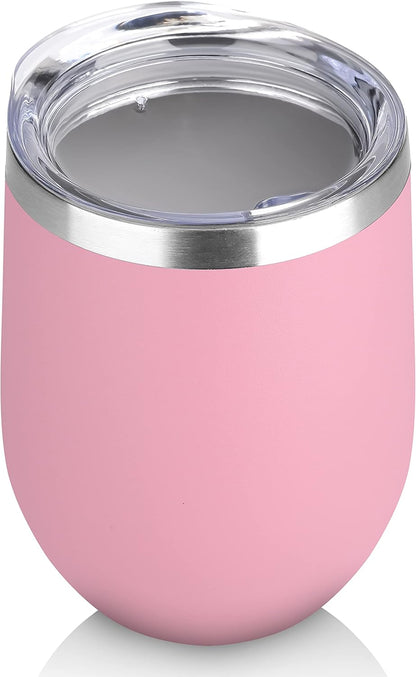 DOMICARE Stainless Steel Wine Tumbler Bulk with Lid, Personalized Insulated Tumblers Set, 12oz Travel Coffee Cups Pack of 1, Stainless steel