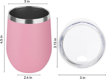 DOMICARE Stainless Steel Wine Tumbler Bulk with Lid, Personalized Insulated Tumblers Set, 12oz Travel Coffee Cups Pack of 1, Stainless steel