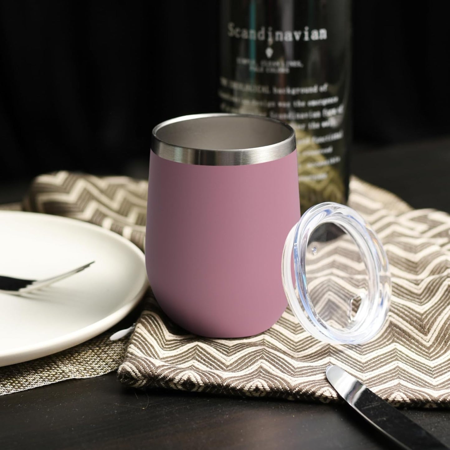 DOMICARE Stainless Steel Wine Tumbler Bulk with Lid, Personalized Insulated Tumblers Set, 12oz Travel Coffee Cups Pack of 1, Stainless steel