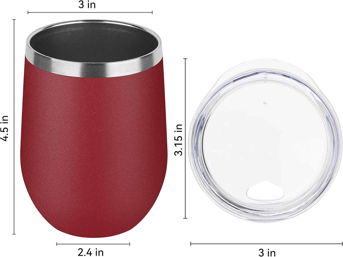 DOMICARE Stainless Steel Wine Tumbler Bulk with Lid, Personalized Insulated Tumblers Set, 12oz Travel Coffee Cups Pack of 1, Stainless steel