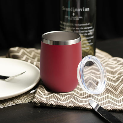DOMICARE Stainless Steel Wine Tumbler Bulk with Lid, Personalized Insulated Tumblers Set, 12oz Travel Coffee Cups Pack of 1, Stainless steel